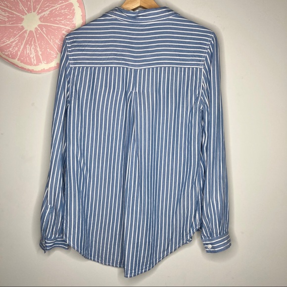 Beachlunchlounge button down blue stripe top small - Picture 4 of 6